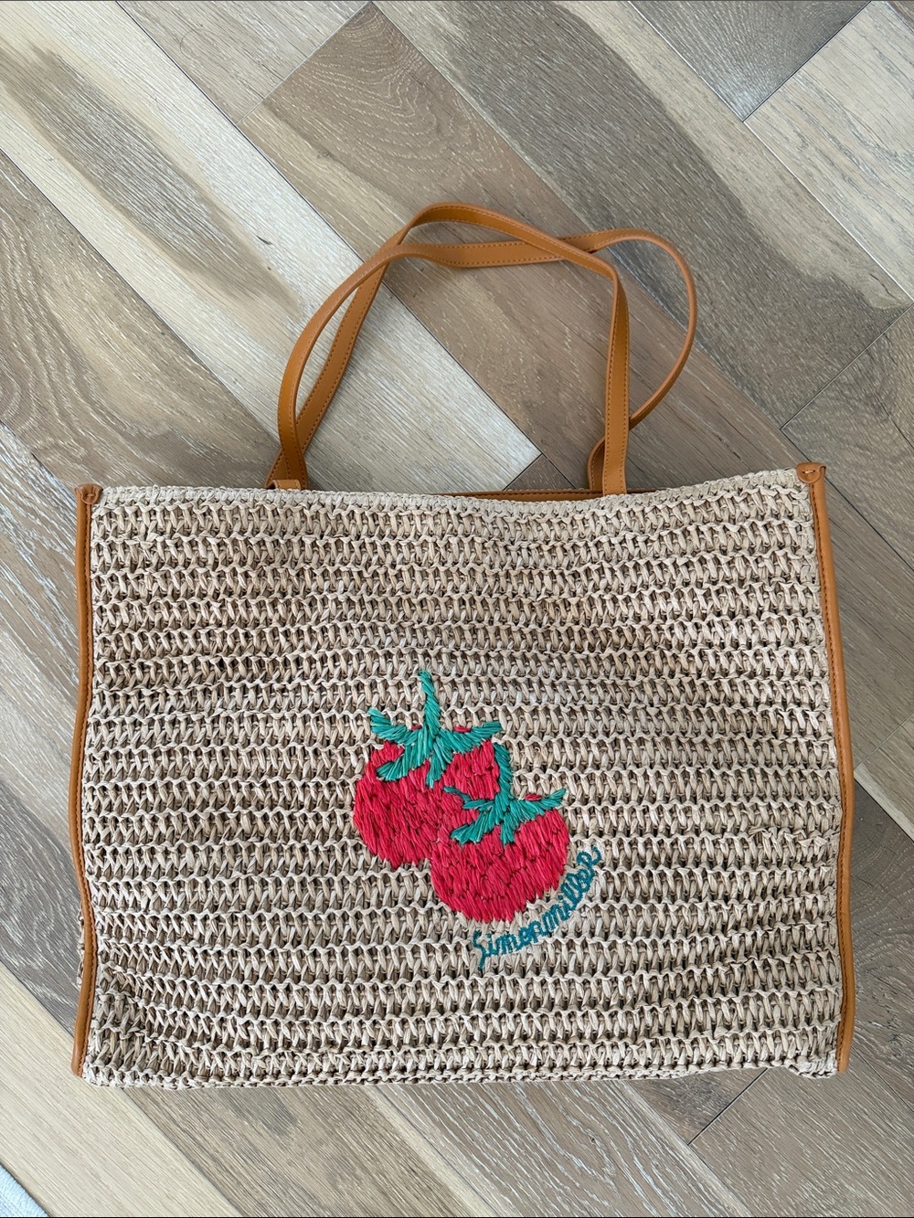 SIMONMILLER Raffia Embroidered Logo Studio Tote - Picture 7 of 8